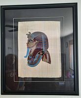 Full view of framed signed Egyptian papyrus artwork
