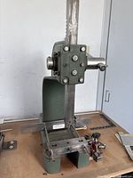 Front view of Jet No.3 arbor press showing ram, slotted base and guide plate