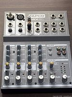 Top view of Tapco Mix60 showing channel controls and I/O panel