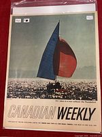 Front cover of Canadian Weekly magazine in sleeve displaying sailboat image, date June 16-24 1962 visible