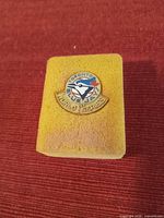 Pin in foam insert showing front design and logo