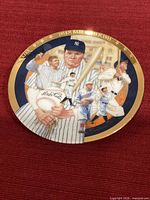 Front view of Babe Ruth limited edition collector plate showing artwork and gold rim