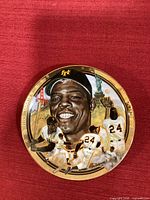Front of Willie Mays collector plate showing artwork and gold rim