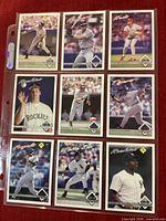 Album page showing nine 1993 OPC cards including rookies and veterans