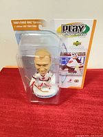 Front view of sealed Upper Deck Play Makers Martin Brodeur bobblehead