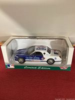 Front angled view of boxed 1:24 Blue Jays Ford Thunderbird