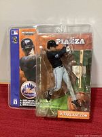 Front view of sealed 2002 McFarlane SportsPicks Mike Piazza figure in clamshell packaging
