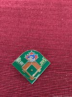 Front view showing baseball diamond design and team logo