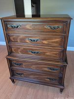 Front view of Gibbard 5-drawer dresser showing drawers and hardware