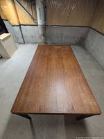 Top view of rectangular teak dining table