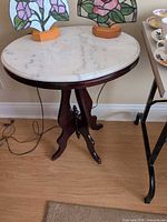 Full view of marble top side table