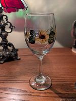 Single hand-painted sunflower wine glass