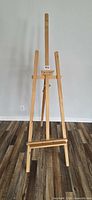 Full view of wooden floor easel