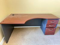 Front view of entire right-pedestal desk