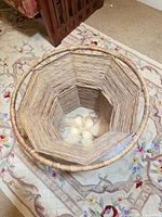 Top view showing glass surface and woven interior pattern