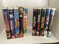 All ten VHS tapes standing in two rows