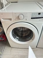 Front view of LG front-load washer showing entire appliance
