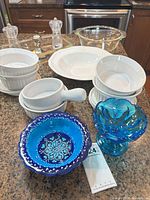 Group shot showing all ceramic and glass pieces together