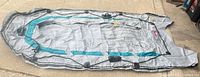Top view of fully deflated Coleman raft showing color scheme and layout