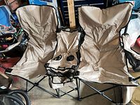 Front view of double camping chair fully opened