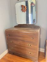 Full view of dresser with mirror attached