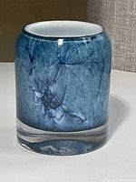 front view of blue Fidrio vase showing pattern and shape