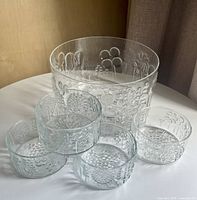 group view of large bowl with four smaller bowls