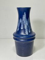 Full front view of blue Scheurich vase