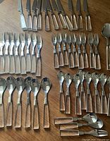 Flatware set laid out by type showing quantity and handle style