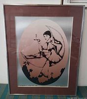 Full view of framed serigraph showing artwork, matting and frame