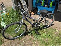 Overall view of silver Supercycle ladies 18-speed bicycle with 26" wheels