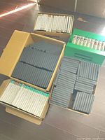 Top-down view of all DVDs in three boxes