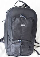 Front view of Think Tank StreetWalker HardDrive backpack showing logo and front pockets