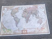 Full view of laminated National Geographic world map poster
