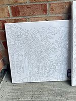 Tree-lined street numbered canvas on stretcher