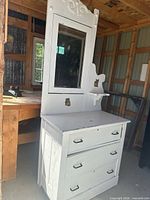 full view dresser with mirror and shelf
