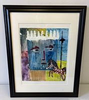 Framed painting showing full artwork with frame