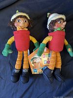 Front view of both Bill and Ben plush dolls showing attire and tags
