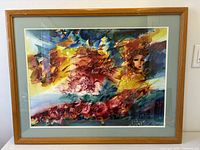 Framed watercolour painting overall frontal view