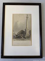 Framed Bartlett etching full view with mat and frame