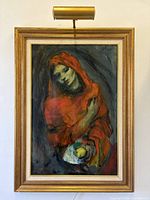 Full view of framed painting with picture light