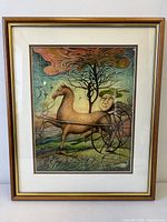 Full view of framed painting with mat and frame