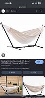 Stock photo of assembled Vivere double cotton hammock on steel stand