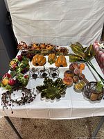 Full lot overview on table showing all fall decor pieces