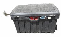 Front view of entire Pro Tuff box showing size, lid texture, ribbed base