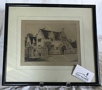 Framed etching full view in black frame