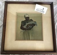 Framed lithograph full view showing image, mat and frame