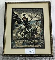 Full view of framed Juan Castells Marti woodblock print