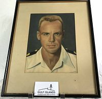 Front view of framed pastel portrait