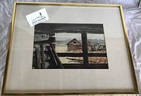 Framed signed Blackstein watercolour painting with mat and gold-tone frame